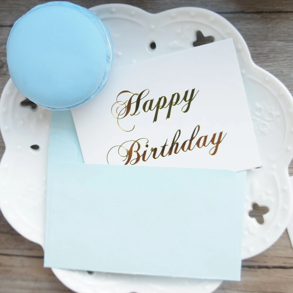 25ピースミニハッピーバースデーカードゴールドでブルーエンベロープマルチユースとしてメッセージカードヴィンテージペンダントカードdiyギフト Birthday Card Happy Birthday Cardcards Gold Aliexpress