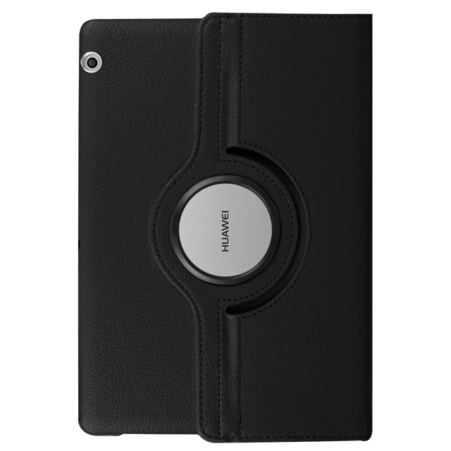 360 Вращающийся Кожаный чехол для huawei MediaPad T5 10 AGS2-W09/L09/L03/W19 10,1 дюймов чехол для планшета+ пленка+ ручка - Цвет: Black