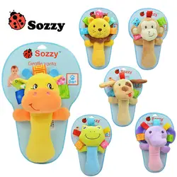 Sozzy ребенка погремушку Придерживайтесь Прорезыватель животного Дизайн плюша колокольчик Биби BB звук для Игрушки для маленьких детей