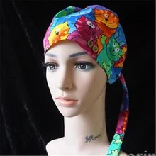 Операционной cap хлопок тонкий операционной шляпа женщины и мужчины салон красоты печатных cap пунктирные собак шляпа-котелок Медсестра hat