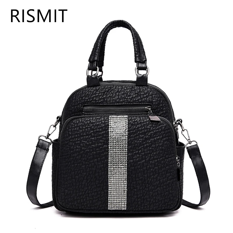 Mochilas Новое поступление Rismit 2019 Nueva Mochila De Cuero Pu Para Mujer Escolar Informal Chica Adolescente multifunciãn Gran