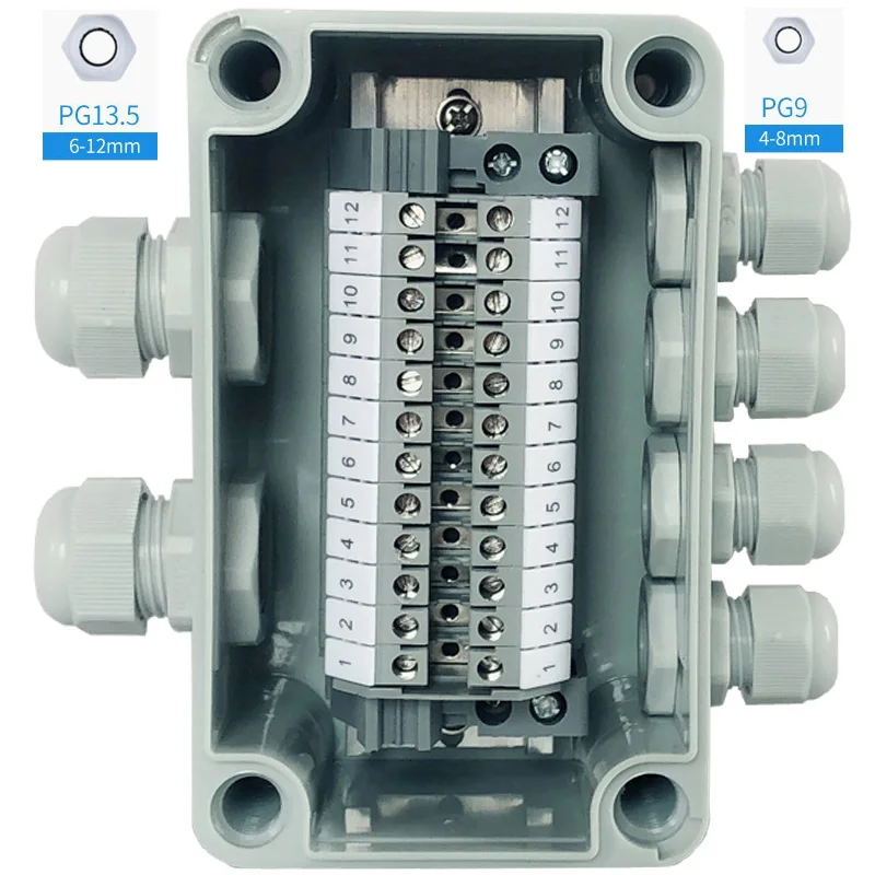 IP65 водонепроницаемый кабель распределительная коробка 80*130*70 мм с UK2.5B din-рейку клеммные блоки Набор - Цвет: 2 in 4 out