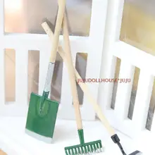 Мини кукольный домик Siwan сцена из глины с зеленым коротким набор инструментов с рукояткой