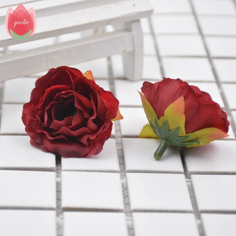 10 шт. искусственный цветок из шелка с цветущими пионами для свадебной вечеринки, украшения дома, комнаты, свадьбы, обуви, шляп, аксессуары ручной работы - Цвет: Красный