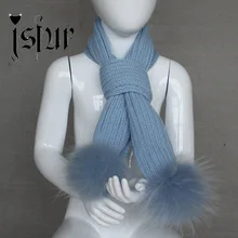New Design Brand 1-3years Scarves Knitted Cute Boys Children Warm Matching Colorful Raccoon Fur Pom Pom Winter Scarf Scarves