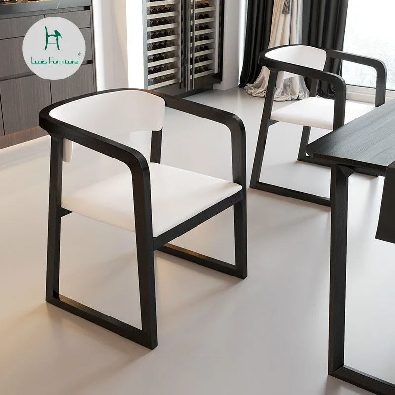 Louis Fashion Dining Chairs Nordic Modern Minimalist Household Wood