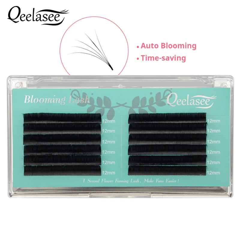 

Qeelasee 10 Trays/lot Blooming Automatic Flowering Lashes Easy Fanning Faux Mink Volume Eyelash Extensions Cils Self-fanning