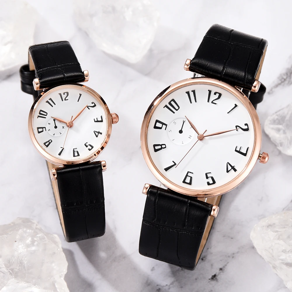 

Couple Watches Lover's Commemorate Gift Clock Fashion Unisex Watch Leather Strap Analog Quartz Ladies Wristwatches Mujer