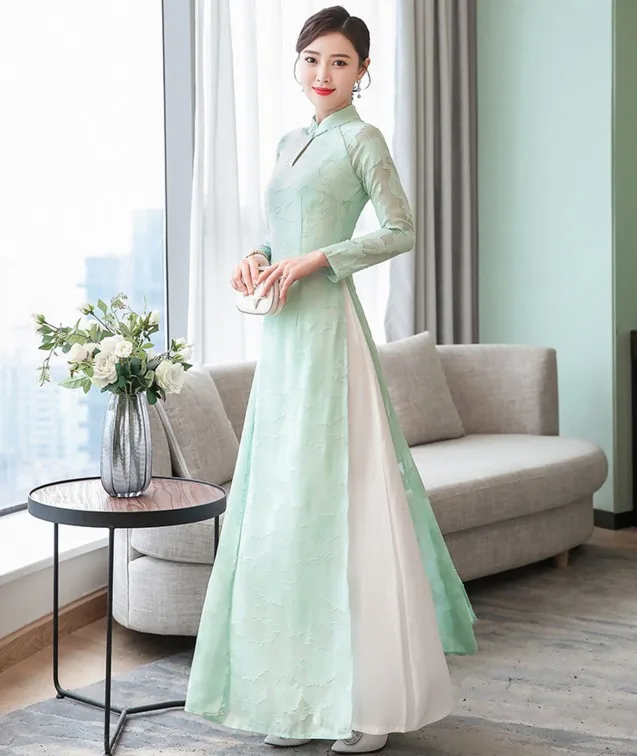 

Chinese style Vietnam dress Cheongsam Tradition Chinese dress Spring Ao dai