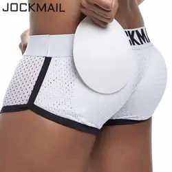 JOCKMAIL пикантные Мужское нижнее белье; трусы-боксеры для мужчин мягкий повышения съемный спереди и снизу дышащая сетка гей нижнее бельё для