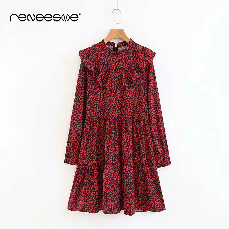 2018 Women Autumn New Elegant O Neck Zipper Folds Ruffled Patchwork Dress Long Sleeve Pleated Retro Loose Female Vestidos | Женская