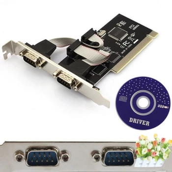 

1Pcs Win 7 VISTA XP FO With CD Driver DB9 Serial Port Connectors PCI To 2 Ports COM 9 Pin Serial Series RS232 Card Adapter