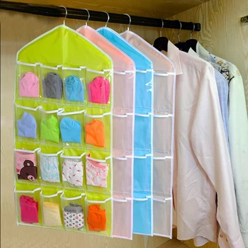 

Thick Multifunction New 16 grid Over Door Hanging Bag Organizer wardrobe closet storage bag for Socks Bra Underwear