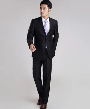 

2018 Custom Made Men's Fashion Suit 2 Buttons Flat Front Men's Wedding Dresses 2 Piece Prom/Party/Groom Suit