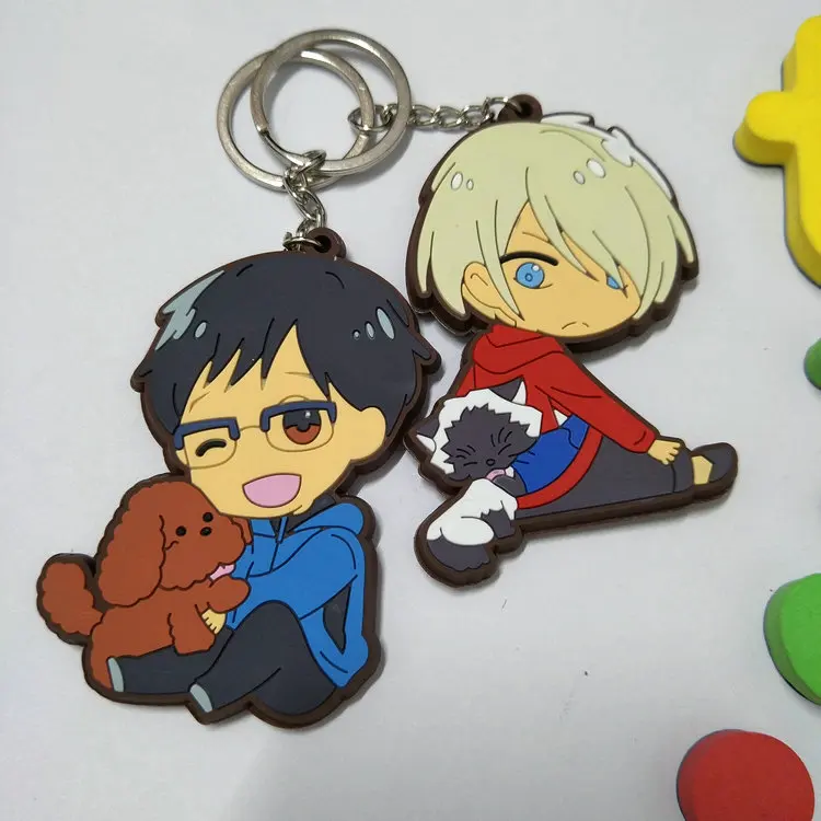 Двусторонний мягкий резиновый брелок YURI Katsuki Victor Nikiforov Yuri Plisetsky для ключей подарок