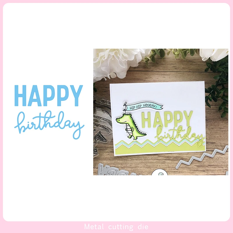 

Happy Birthday words Metal Cutting Dies for DIY Scrapbooking Photo Album Decorative Embossing Paper Card Crafts Die Cut 2019