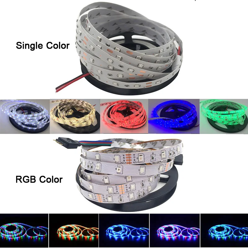 5 meter 300Leds Non-waterproof RGB Led Strip Light 2835 DC12V 60Leds/M Led Strip,24 Keys Controller