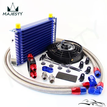 

Blue 13 Row Trust Oil Cooler Thermostat Sandwich Plate Kit +7" Electric Fan kit