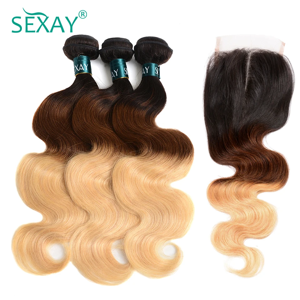 Sexay Blonde Ombre Hair Bundles Buy 3 Get 1 Free Closure
