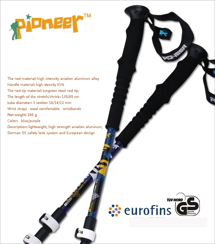 Fibra de Carbono de Alumínio de Escalada de Acampamento Lote Pioneiro Bloqueio Externo Ajustável Caminhadas Bengala Pólo Trekking Caminhada Cana 2 Pçs - 8 High Quality Esporte e Lazer