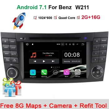 

In Stock Quad Core 1024*600 Touch Screen Car DVD Player for mercedes w211 Android 7.1 W209 W219 3G WIFI Radio Stereo GPS 3G