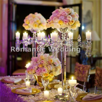 

Free shipment 2PCS/lots 4 arms flower candle holder table centerpiece lead road for Wedding decorations event party decorations