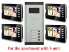 Best Price as low as $280.49 Apartment 4 Units Wired Video Door Phone Audio Visual Entry Intercom System 1V4