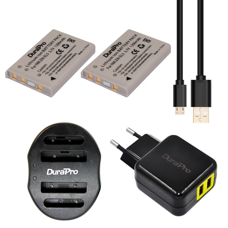 2 . DuraPro EN-EL5 ENEL5 -   +    USB +      Nikon Coolpix P80 P90 P100 P500 P510 P520