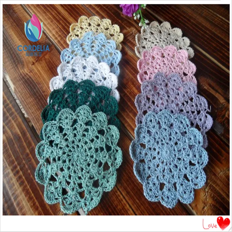 

European beautiful design 20 pic/pic handmade crochet cushion cutout plate placemat knitted heat pad doilies for wedding decor