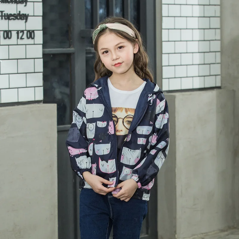 genuine fur coats & jackets 2021 Kids Clothes Boys Jackets Children Hooded Zipper Windbreaker Baby Fashion Print Coat Infant Waterproof Hoodies For Girls Outerwear & Coats comfortable