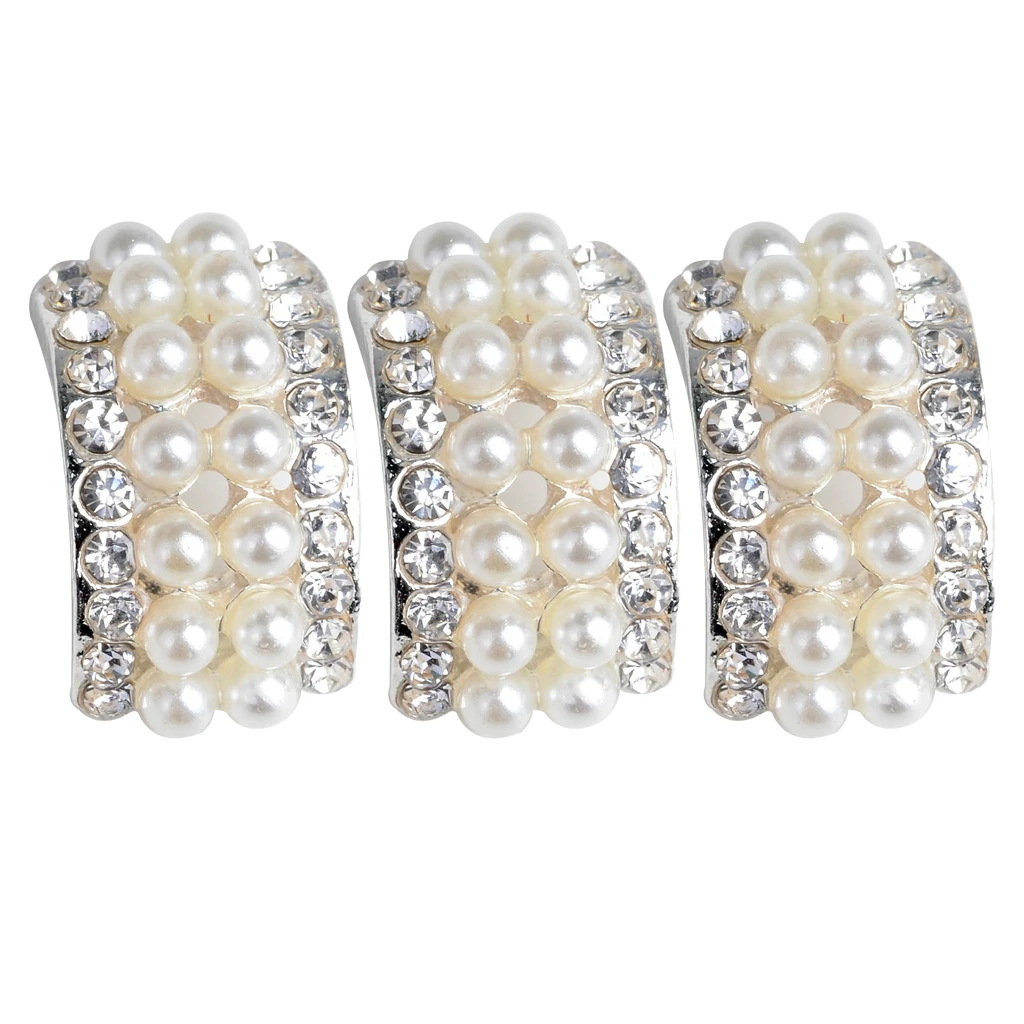 10X Pearl Crystal Rhinestone Buttons Arc Flower Flatback Embellishment for Wedding Bouquet Decoration DIY Hair Bow Jewelry Craft