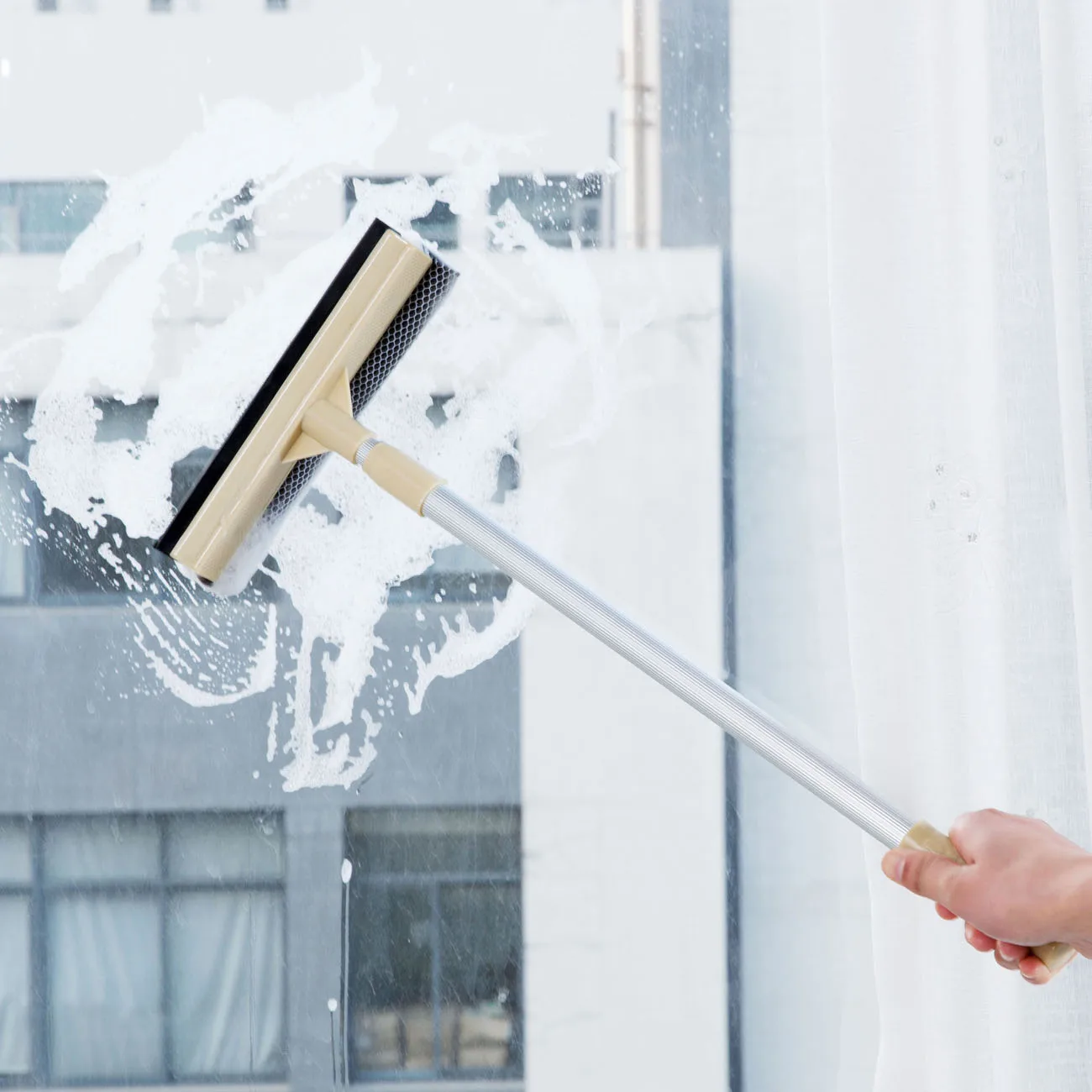 

Long Handle Glass Cleaner Brush for Window Cleaning Extendible Double Side Cleaning Sponge Doubled-headed Brush Wiper