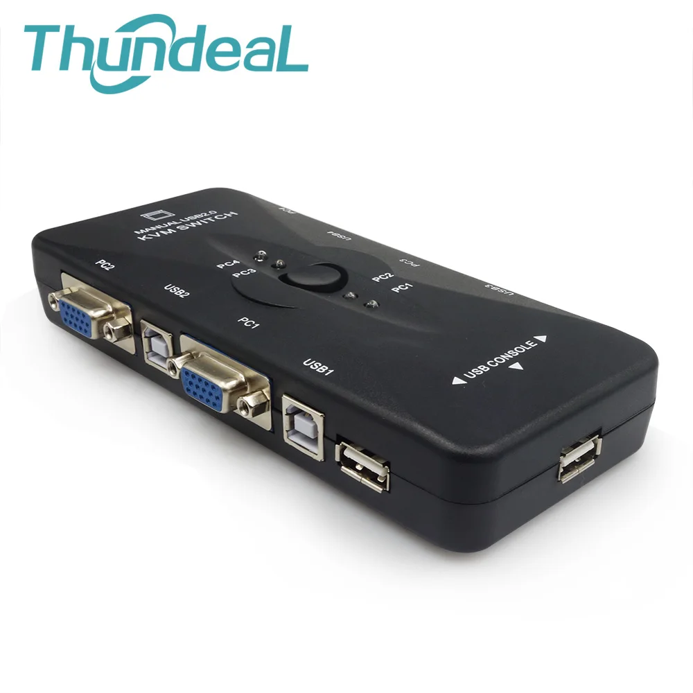 

ThundeaL Universal 4 Port VGA KVM USB Switcher USB 2.0 Manual VGA Switch BOX 1920*1440 for Mouse Monitor Adapter Connect Printer