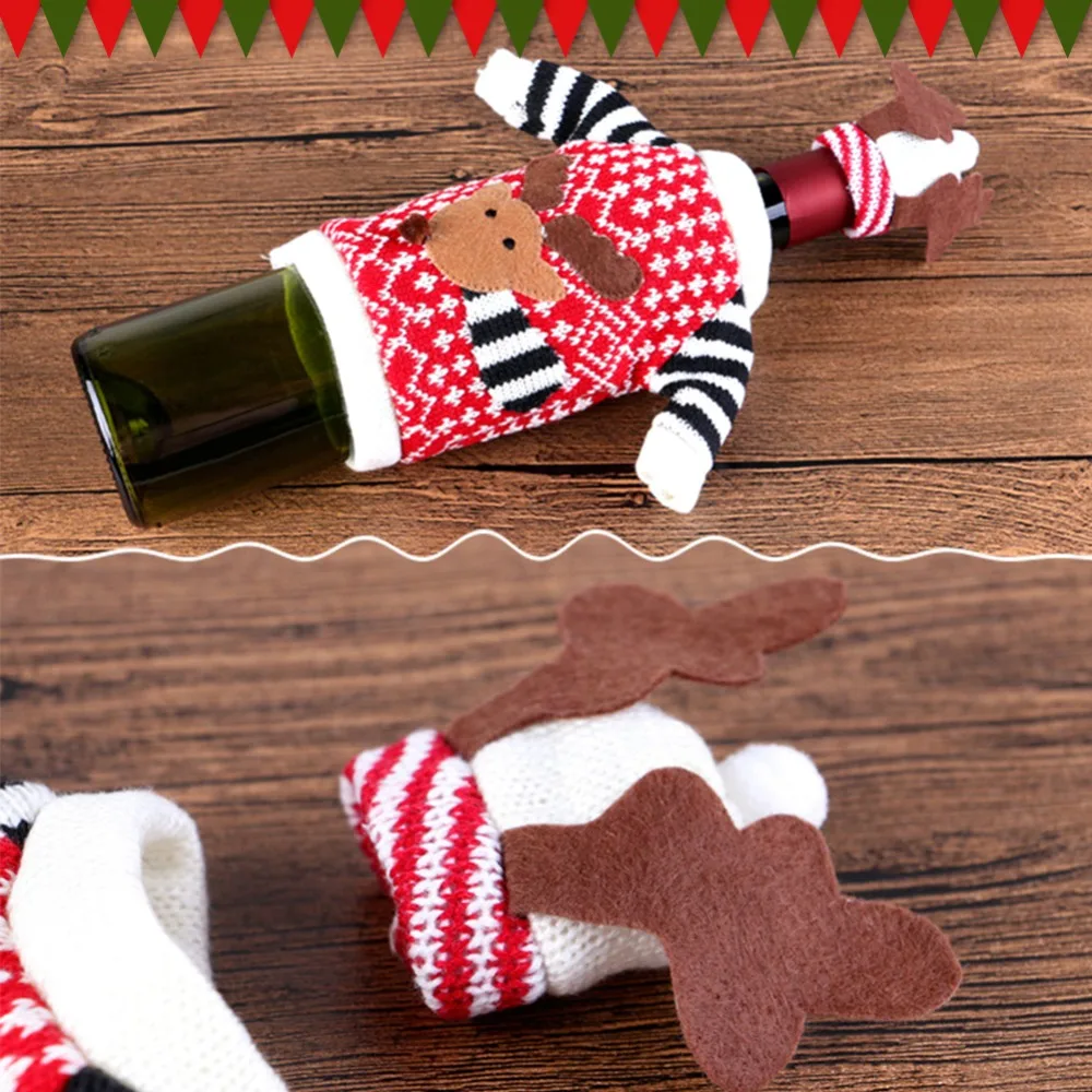 2 sets/pack Wine Bottle Cover Elk Wine Gift Bags by Generic for Christmas Home Party Decoration, One Size