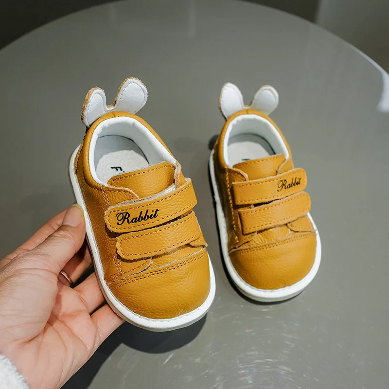 0-1 Years Old Infant Boys Girls Real Leather Casual Crib Shoe Rubble Sole Cute Rabbit Ear Soft Walking for Baby's | Мать и ребенок
