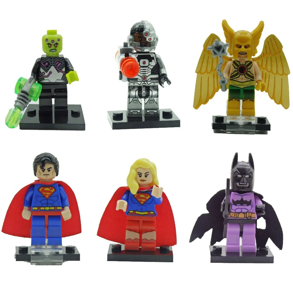 Decool Строительные Блоки Super Heroes Мстители Справедливости хоукмэн супермен супергерл брэйниака киборг бэтмен Рис