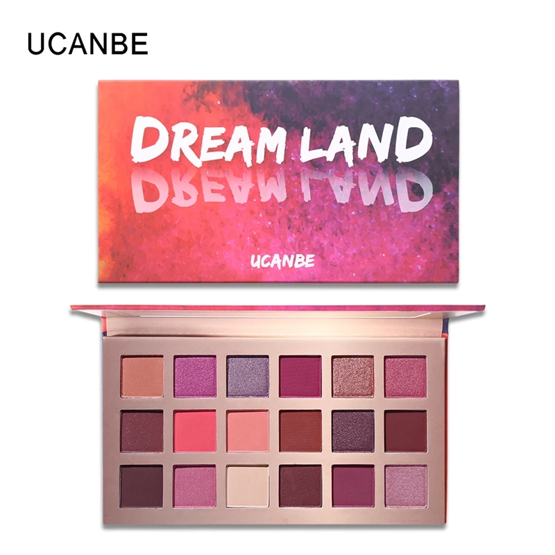 

UCANBE Brand 18 Color Dreamland Makeup Palette Shimmer Matte Purple Pink Pigmented Eyes Shadow Pressed Powder Nude Eyes Cosmetic