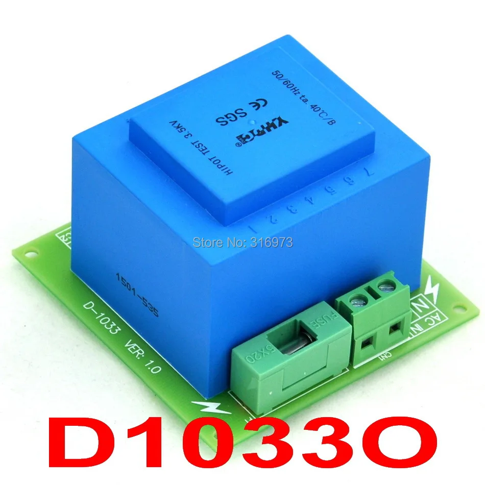 

Primary 230VAC, Secondary 12VAC, 20VA Power Transformer Module, D-1033/O, AC12V