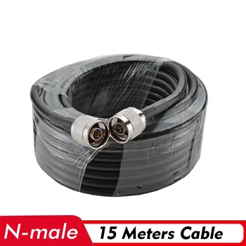 

15 Meters Black 50-5 Coaxial Cable N Male Connector Low Loss Signal Cable Connect with Outdoor/Indoor Antenna and Signal Booster