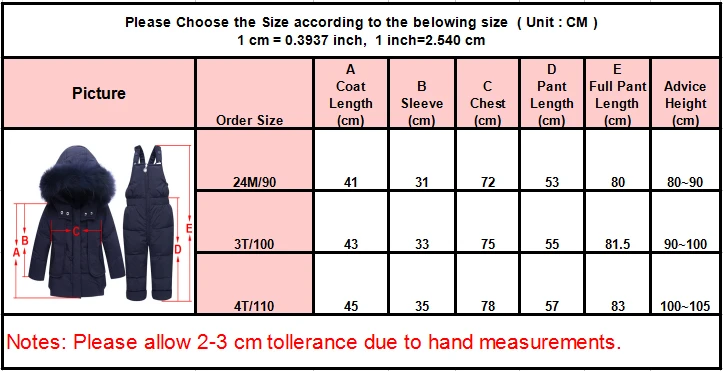 SIZE TABLE