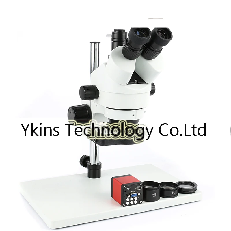 

Simul-focal trinocular stereo microscope 3.5X 7X 45X 90X zoom +720P 14MP camera VGA HDMI + 0.5X 2X lens + 144 LED
