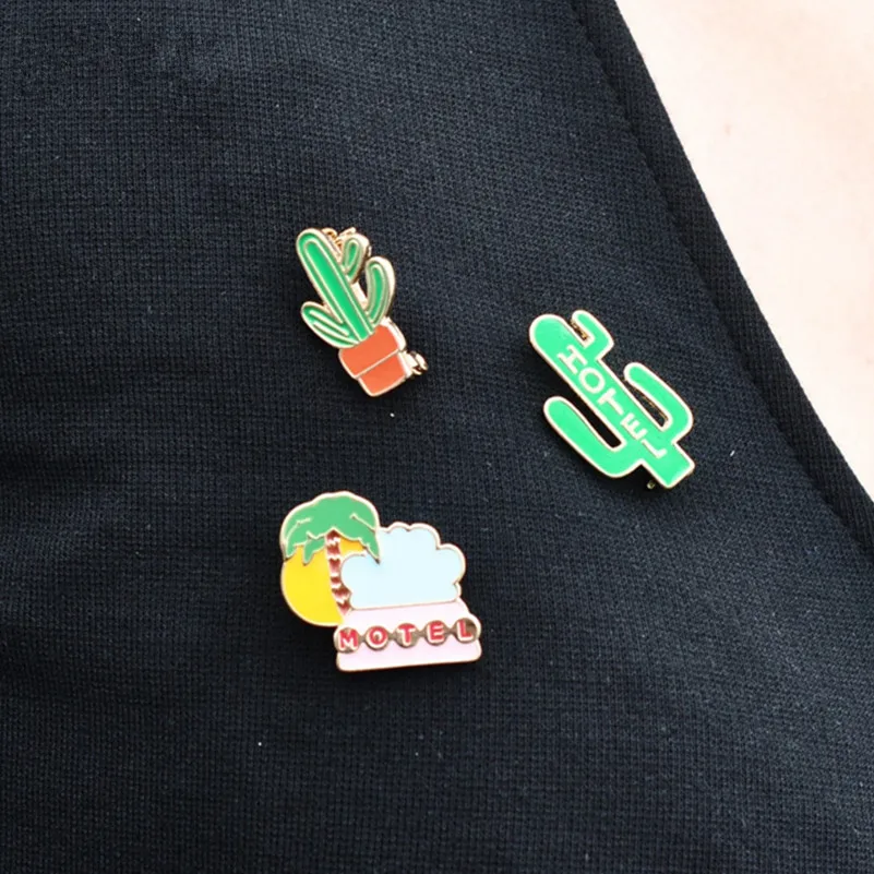 

Fashion Colorful Cartoon Brooches Succulents Plant Cactus Bag DIY Badge New Arrival Hot Sale Women Girl Metal High Quality Pins