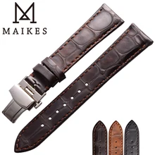 MAIKES Watch Accessories Alligator Veins Cow Leather Watchband With 316L Stainless Steel Buckle Men & Women Replace Watch Strap leather watchband strap 12 14 16 18 19 20 22 24 mm stainless steel buckle men women replace band watch accessories