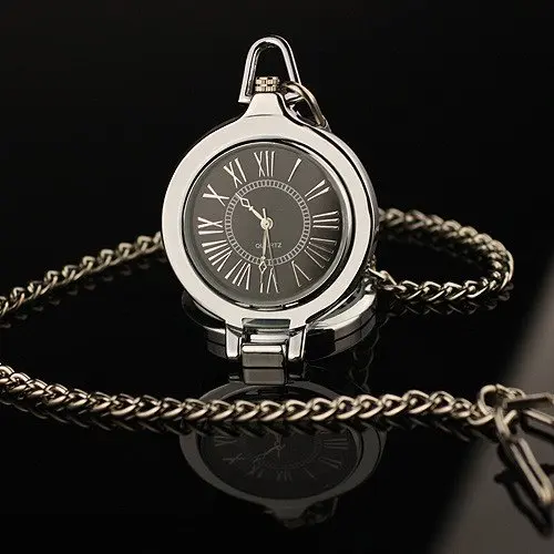 Мини Размеры черный циферблат Лупа элегантный карманные часы Мода