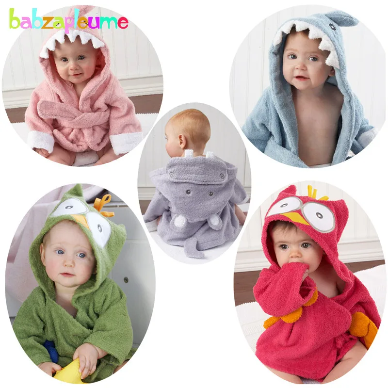 0-24MonthsSpring Autumn Baby Boys Girls Nightgown Cartoon Cute Hooded Animal Towel Newborn Bathrobe Infant Dressing Gown BC1075