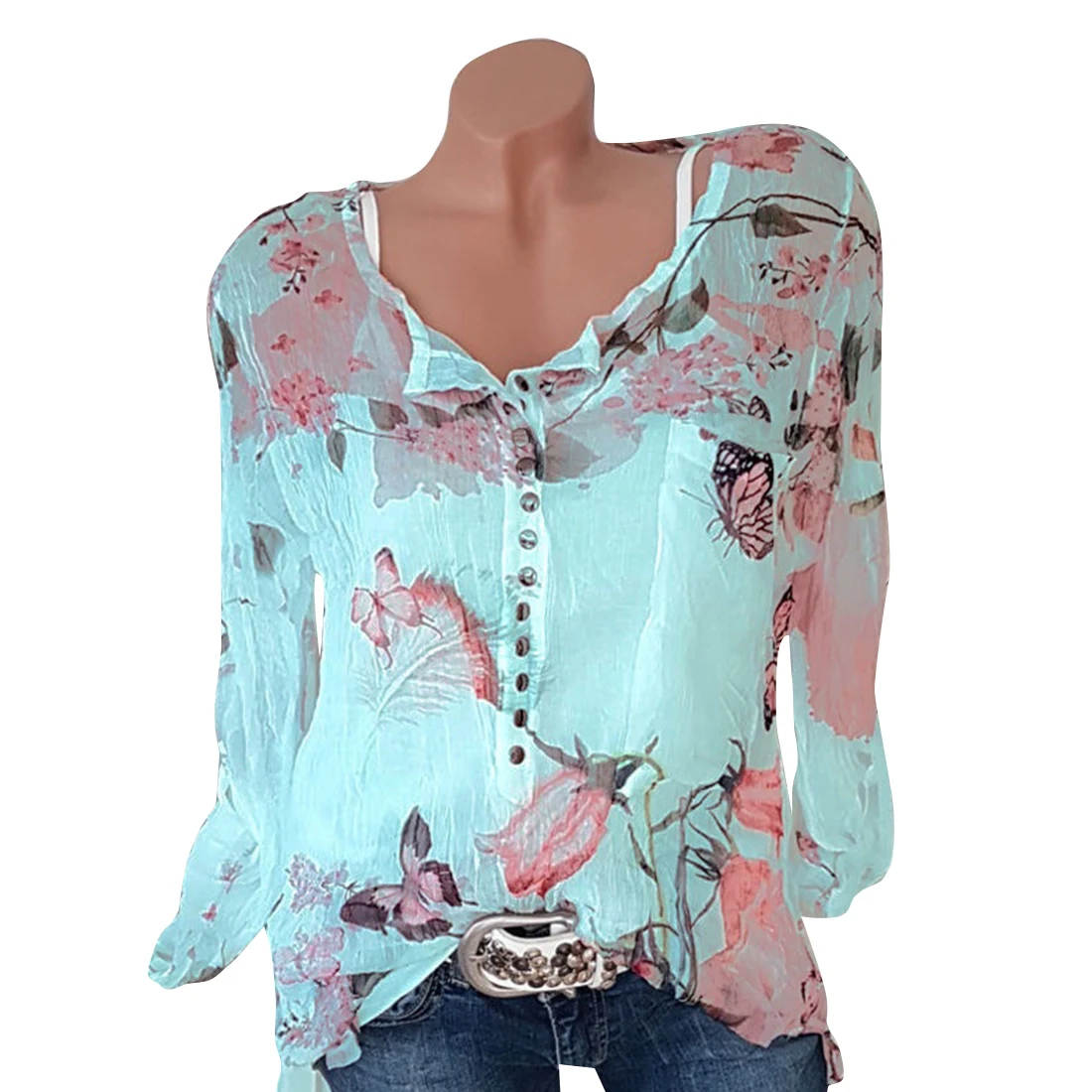 2019 Fashion Women Plus Size Chiffon Shirt Sexy V-Neck Full Sleeve Autumn Blusa Feminina Women Blouse Tops Single-Breasted Print 2019 Fashion Women Plus Size Chiffon Shirt Sexy V-Neck Full Sleeve Autumn Blusa Feminina Women Blouse Tops Single-Breasted Print