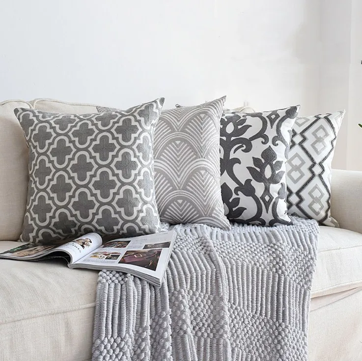Nordic Design Cotton Linen Decorative Cushion Covers 45x45cm Floral Pattern Home Pillow Case Cover For Sofa Bedroom | Дом и сад
