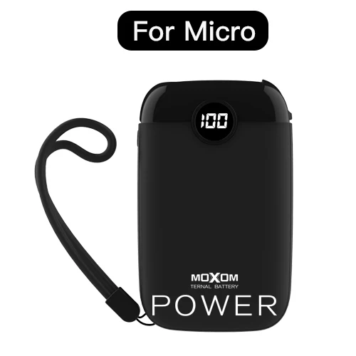 MOXOM power Bank 10000 мАч портативный зарядный блок питания 10000 тонкий внешний аккумулятор для Xiaomi Mi9 iPhone с usb-кабелем - Цвет: MX-PB02M