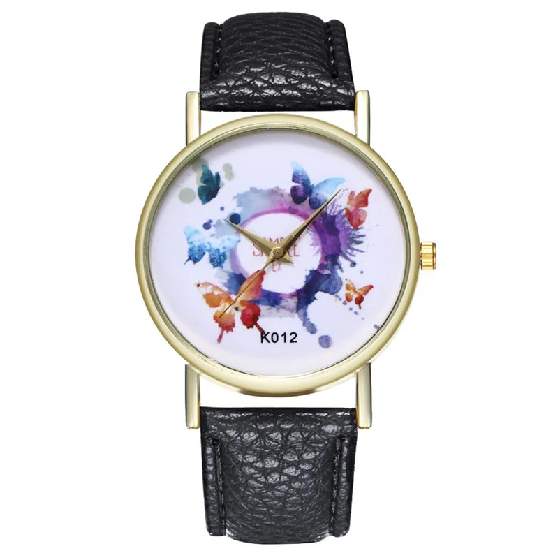 New Fashion Quartz Watch Women casual watches Butterfly Leather Band Analog Quartz Round Wrist Watch clock Montre femme 3M28#N (13)