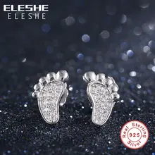 ELESHE милые ноги серьги с прозрачным фианитом серебряные серьги с кристаллами Модные женские сережки подарок ювелирные изделия